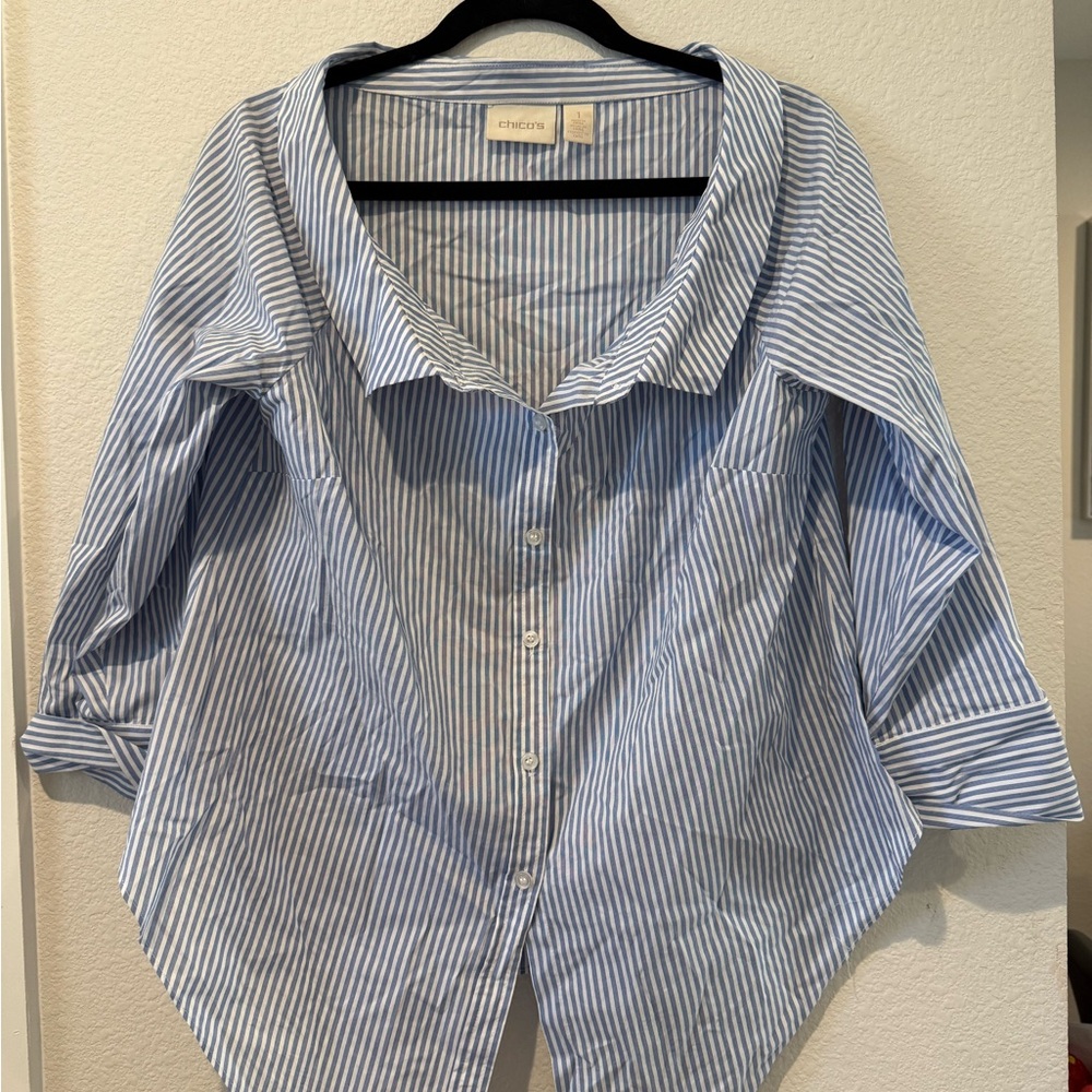 Chico's Striped Shirt in Blue and White